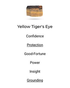 the yellow tiger's eye info sheet