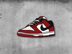 Large, stylized cut out of the classic Nike Dunks, low-top shoe design. The cut out is illustrated in a minimalist style, with bold black outlines and colour filling, giving it a cartoonish 2D and 3D clashing outlined drawing appearance. Sneakerhead Wall artwork. Nike Dunk Low Drawing, Cartoon Low-top Sneakers For Streetwear, Cartoon Style Low-top Sneakers For Streetwear, Retro Low-top Sneakers With Logo, Sneaker Wall Art, Nike Air Dunk, Sneaker Wall, Dunks Low, Basket Nike