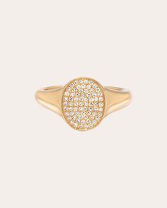 Gold Diamond Signet Ring, Usa Jewelry, Cocktail Jewelry, Pave Ring, Diamond Carat, Diamond Sizes, Signet Ring, Pave Diamonds, Personalized Jewelry