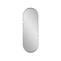 an oval mirror with gold trim on the bottom and sides, against a white background