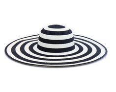 Giant Sunhat 6 Inch Brim Hat Striped Sunhat Wide Sunhat Summer Strawhat Black White Striped Hat6 inch brim straw hat. Has a wire on the brim edge, so that it never droops.Off-white and black strips of artificial straw sewn into a stripe pattern.Also available in Off-white and CaramelEasy-going everyday summer style! Summer Beach Hat With Stripes, Striped Summer Hats For Vacation, Summer Striped Vacation Hat, Summer Vacation Striped Hat, Adjustable Striped Straw Sun Hat, Striped Brimmed Sun Hat For The Beach, Striped Brimmed Sun Hat For Beach, Adjustable Striped Straw Hat For Vacation, Striped Wide Brim Beach Hat