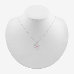 Diamond Clarity: I3Jewelry Closure: Spring Ring ClaspSetting: ProngShape: HeartStone Cut: RoundStone Millimeter Measurement: 4.4 Mm LengthDiamond Color: JMetal Color: WhiteChain Length: 18 InchChain Width: .7 MillimetersPendant Length: 25.7mmPendant Width: 17.6mmRounded Carat Weight: Less Than 1/10 Ct.t.wChain Construction: RopeCare: Wipe CleanStone Type: 1 Lab Created Sapphire, 10 Natural DiamondAuthenticity: Lab Created StoneMetal: Sterling SilverNecklace Type: Pendant NecklacesPendant & Charm Diamond White Heart Pendant Necklace With 17 Jewels, Double Heart Cubic Zirconia Jewelry For Mother's Day, Cubic Zirconia Heart Pendant Jewelry With Charm, Heart Cut Birthstone Necklace In Fine Jewelry Style, Cubic Zirconia Gemstone Heart Pendant Necklace, Mother's Day Double Heart Cubic Zirconia Jewelry, Anniversary Heart Pendant Jewelry With Gemstone, Cubic Zirconia Heart Cut Birthstone Necklaces, Heart Cut Birthstone Necklace In Cubic Zirconia