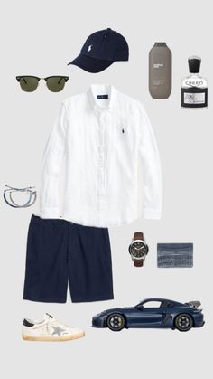 Old Money Outfits Men Basic Summer, Old Money Summer Outfits Men, Class Fits, Outfit Homme, Vacation Outfits Men