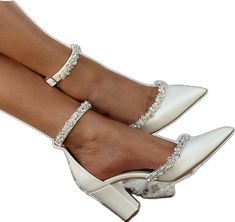 Wedding Shoes With Block Heel And Heel Loop, Elegant Silver Block Heels For Wedding, Silver Wedding Shoes With Block Heel And Heel Strap, Silver Block Heels For Wedding, Elegant White Ankle Strap Block Heels, Bridal Block Heels, White Heels Wedding, Heels Wedding Shoes, Striped Wedding