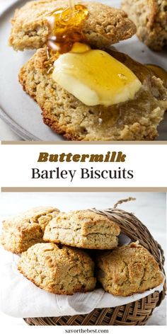 These flaky and tender buttermilk barley biscuits are made entirely with whole-grain barley flour! It gives the rustic biscuits a coarse texture and nutty flavor that tastes extra hearty and filling. We love one of these warm barley biscuits with a smear of butter and a drizzle of honey. It’s the most delicious side or snack any time of the day!