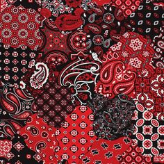 a red and black paisley print fabric