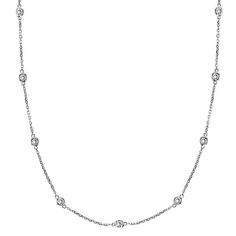 Diamond Station Necklace Bezel-Set in 14k White Gold (0.50 ctw) Allurez Jewelry, Diamonds By The Yard, Bezel Set Necklace, Pendant Designs, Diamond Chain Necklace, White Gold Chains, Necklace Diamond, Bezel Set Diamond, White Gold Necklaces