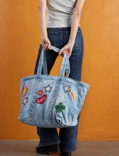 Denim Tote, Patchwork Bags, Everyday Bag, Farmer, Zip Pockets, Sewing, Quick Saves, Patchwork, Upcycling