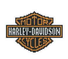 the harley davidson logo is shown in an old school style pixellated pattern on a white background