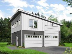 a two car garage is shown in this rendering