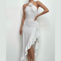 Please refer to our sizing chart for a guideline when choosing a size. 5 business days order processing time. 90% polyester 10% spandex. Elegant Solid Color Evening Backless Dress, Chic Backless Summer Midi Dress, Chic Summer Backless Midi Dress, Chic Fitted Backless Summer Dress, Chic Fitted Backless Dress For Summer, Feminine Fitted Backless Dress For Summer, Backless Solid Color Midi Dress For Evening, Elegant Solid Color Backless Dress For Spring, Elegant Midi-length Backless Dress For Beach