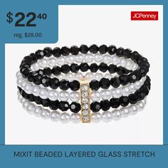 Bead Type: GlassCircumference: 7 1/4 InchStone Cut: RoundMetal Color: Gold ToneCare: Wipe CleanStone Type: 140 GlassBracelet Type: Stretch Bracelets, Beaded BraceletsMetal: ZincCountry of Origin: Imported Bracelets Beaded, Stretch Bracelet, Stretch Bracelets, Bracelet, Beads, Glass, Gold, Color