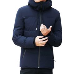 Streetwear Zipper Closure Solid Color Pocket Padded Hooded Jacket Jacket Sleeves, Jackets Men Fashion, Urban Street Style, Mens Winter Fashion, Men Shirt Style, Jacket Pattern, Drawstring Hoodie, Cotton Jacket, Mens Streetwear