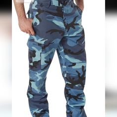 New With Tags Rotcho Bdu Blue Camo Cargo Pants Mens Xxl (43-47) Blue Camo Cargo Pants, Battle Dress, Army Pants, Pleated Jacket, Camouflage Pants, Uniform Pants, Blue Army, Camo Cargo Pants, Blue Camouflage