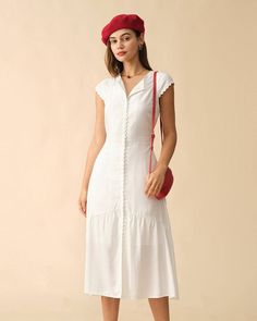 Casual Stylish, Midi Maxi Dress, White Midi Dress, Floral Midi Dress, Womens Midi Dresses, Collar Dress, Stylish Dresses, Cotton Dresses, Elegant Dresses