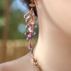 Pink Amethyst Earrings Amethyst Long Earrings Cluster Earrings Gold Cascade Earring Bridal Statement Earrings Light Purple Gemstone Earrings (23636 - 3) Elegant Briolette Gemstone Chandelier Earrings, Amethyst Dangle Earrings Fine Jewelry, Fine Jewelry Amethyst Dangle Earrings, Elegant Lavender Jewelry With Gemstone Accents, Amethyst Drop Earrings Fine Jewelry, Fine Jewelry Amethyst Drop Earrings, Purple Briolette Earrings For Wedding, Elegant Lavender Earrings With Gemstone Accents, Lavender Amethyst Earrings With Gemstone Accents