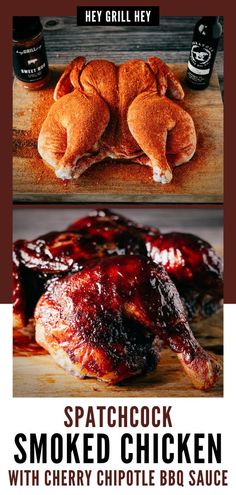 the flyer for a bbq restaurant with chicken and barbecue sauce