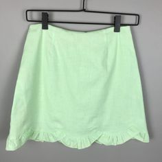 4si3nna Mini Skirt With Scalloped Hem Green Xs New Without Tags. Flaws: No Fiber Content, Care Or Size Tags. Light Green Linen-Like Fabric Fully Lined Hidden Back Zip Scalloped And Ruffled Hem Approx. Measurements Laid Flat - Waist:13" Length: 16" Size Estimate Based On Measurements. Please Determine Your Fit Based On The Given Measurements. Offers Welcomed Date Night, Party, Club, Urban, Festival, Concert, Boho, Bohemian, 60’s, 70’s, Vacation, Holiday, Cruise, Resort, Travel, Summer, Beach, Poo Trendy Mini Bottoms For Spring, Trendy Fitted Skort For Brunch, Spring Mini Skirt Fitted, Trendy Mini Length Skort For Spring, Spring Mini Fitted Skirt, Fitted Lined Skort For Brunch, Fitted Skirted Skort For Brunch, Trendy Mini Hem Skirt For Summer, Stretch Mini Hem Skort For Summer