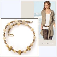 Stylish apparel from PeruvianConnection.com Handmade Beads, Stone Necklace, Necklace Set, Stylish Outfits, Desk, Beads, Stone