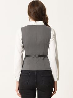 Shop Allegra K for button front closure vest v neck belted pockets you are looking for, get more women's vests for yourelf. Order now! Free Returns! Elegant Vest, Business Vest, Women's Vests, Work Parties, Chic Bags, Formal Business, Business Look, Womens Vest, Classy Outfits