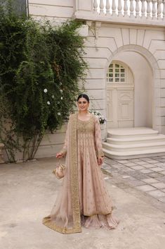 Fauzeen Bridal | Aghanoor Bridal Floor-length Hand Embellished Organza Anarkali Set, Hand Embellished Floor-length Organza Anarkali Set, Gold Floor-length Wedding Dress With Dabka Work, Anarkali Hand Embellished Pink Salwar Kameez, Bollywood Style Hand Embellished Organza Anarkali Set, Pink Anarkali Salwar Kameez Hand Embellished, Hand Embellished Organza Gown For Eid, Designer Hand Embellished Organza Gown, Designer Hand-embellished Organza Gown