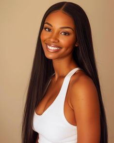 Experience the beauty of Nikki Smith Hair Collection's Brazilian Silky Straight Hair Extensions. Made with 100% human hair, they are thick, full, and of natural color 1b. Fast 2-3 day shipping and interest-free payment plans make them easy to get. Lengths from 10" to 32", these hair extensions will add glamour to any look. Buy now and experience the difference! Hair Type: 100% Human Hair Weave Lengths: 10" - 32" Wefts: Machine Double Stitch Style: Silky Straight Weight: 100 grams per Bundle / 3. Straight Long Hair Black Women, Straight Weaves For Black Women, Straight Hair Sew In, Big Nose Hairstyle, Bone Straight Hair Black Women, Yaki Straight Sew In, Long 4b Natural Hair, 90s Aesthetic Black Women, Straight Natural Hair Black Women