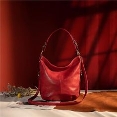 Premium Vegan Leather Shoulder Bag, Smooth And Easy To Clean. Comes With Two Detachable Straps Should You Choose To Give More Variety On Your Carry. [Size] 13(L)X4.5(W)X12(H) Chic Red Handheld Bucket Bag, Elegant Bucket Hobo Bag With Zipper Closure, Versatile Red Shoulder Bag With Detachable Strap, Red Hobo Bag For Fall Travel, Red Handheld Shoulder Bag With Zipper Closure, Fall Travel Red Hobo Bag, Red Hobo Bag With Zipper For Everyday Use, Red Hobo Bag With Zipper Closure For Everyday, Everyday Red Hobo Bag With Zipper Closure