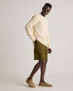 Our 100% Organic Cotton Crewneck Sweater is a classic addition to your everyday rotation. Crafted with care in super-soft organic cotton, this elevated wardrobe essential offers a perfect blend of modern style and timeless design. With a classic fit and ribbed detailing, it's a must-have for your sweater collection.  | Quince | Men's Crewneck Sweater in Alabaster, Size Medium, Organic Cotton Modern Cotton Sweater With Relaxed Fit, Modern Relaxed Fit Cotton Sweater, Cream Cotton Sweater With Relaxed Fit, Cream Cotton Sweater Relaxed Fit, Cream Cotton Relaxed Fit Sweater, Casual Neutral Sweater With Relaxed Fit, Neutral Casual Sweater With Relaxed Fit, Relaxed Fit Neutral Sweater For Everyday, Casual White Organic Cotton Sweater