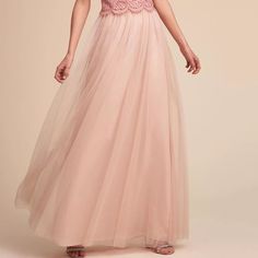 Brand New Bhldn Jenny Yoo Louise Tulle Skirt Size 6 Color Blush Dreamy, Floor-Skimming Tulle Is A Great Base For An Original Bridesmaid Look. By Jenny Yoo A Bhldn Exclusive Back Zip With Hook-And-Eye Closure Tulle; Polyester Lining Professionally Clean Brand New In Original Packaging; Never Worn; Never Altered Dimensions: 48”L Elegant Pink Prom Skirt, Flowy Skirt For Prom In Spring, Feminine Fitted Tulle Skirt, Spring Prom Skirt With Lining, Spring Prom Lined Skirt, Elegant Pink Tiered Maxi Skirt, Pink Tulle Evening Skirt, Evening Pink Tulle Skirt, Fitted Pink Tulle Maxi Skirt