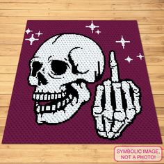 Add a touch of audacity to your crochet projects with our Corner-To-Corner (C2C) Pattern. This design boldly presents the middle finger symbol, making it a cheeky gift or home decor piece. Our easy-to-follow pattern is great for those who love to express themselves uniquely. Get ready to crochet outside the lines! Crochet Skull, C2C Crochet Blanket is a Graph Pattern with Written Instructions, PDF Digital Files. This is a C2C blanket pattern ONLY! If you are looking for a Tapestry (SC) Pattern ONLY, you can find it here: https://prettythingsbykatja.etsy.com/listing/1706016905 And a Bundle with both, here: https://prettythingsbykatja.etsy.com/listing/1691831354 If you don't like the colors of the crochet blanket or cushion, you can change it to match your room or use your favorite colors. A Skeleton Crochet Blanket, C2c Skull Pattern Free, Easy Graphgan Patterns Free, Queen Crochet Blanket, Chunky C2c Crochet Blanket, C2c Crochet Blankets, Crochet Graph Blanket, Skull Blanket Crochet Pattern, Funny Tapestry Crochet