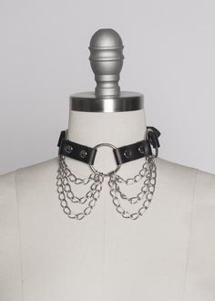 Apatico - Draped Chains Choker Collar - Vegan Leather Necklace - Pvc Choker Chain Jewelry For Night Out, Edgy Party Choker With Adjustable Chain, Adjustable Gothic Chain Choker, Adjustable Gothic Choker With Chain, Edgy Metal Chain Link Choker, Gothic Silver Chain Choker, Gothic Editorial, Leather Choker Collars, O Ring Choker