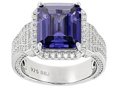 Bella Luce® Esotica™ tanzanite and white diamond simulants 11.94ctw round and rectangular octagonal rhodium over sterling silver ring. Measures approximately 1.00"L x 0.56"W and is not sizable. Formal Tanzanite Jewelry With Octagon Shape, Formal Tanzanite Octagon Jewelry, Formal Octagon Tanzanite Jewelry, Octagon Tanzanite Gemstone Jewelry, Fine Jewelry With Octagon Halo Setting, Fine Jewelry Rectangular Tanzanite, Fine Jewelry With Octagon Cubic Zirconia, Octagon Cubic Zirconia Jewelry With Accent Stones, Fine Jewelry Octagon Cubic Zirconia