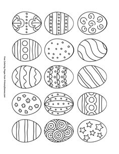 an easter egg coloring page with different designs and colors to print out for the kids