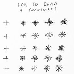 how to draw a snowflake in black and white with the words, how to draw a snowflake