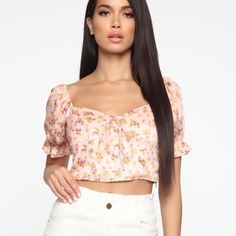 Fashion Nova Pull Me In Floral Crop Top - Peach Nwt Women’s L Please See Images For Measurements And Condition Short Sleeve Off Shoulder Elastic Sleeve Detail Crop Side Zipper Non Stretch Disclaimer: Print Placement Mary Vary Self: 100% Polyester Lining: 100% Rayon B15 Peach Floral Print Summer Blouse, Feminine Beige Crop Top For Summer, Beige Feminine Crop Top For Summer, Chic Apricot Short Sleeve Tops, Peach Short Sleeve Top For Brunch, Feminine Peach Top For Spring, Feminine Peach Tops For Spring, Peach Short Sleeve Summer Blouse, Peach Short Sleeve Blouse For Summer