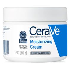 Developed with dermatologists, CeraVe Moisturizing Cream for Face and Body has a unique formula that provides 24-hour hydration and helps restore the protective skin barrier with three essential ceramides (1,3,6-II). The formula also contains hyaluronic acid to help retain skin's natural moisture. The moisturizing cream utilizes patented MVE controlled-release technology to help replenish ceramides and deliver long lasting moisturization. The moisturizing cream is non-comedogenic, fragrance-free Moisturizing Cream Face, Cera Ve, Cerave Moisturizing Cream, Moisturizing Face Cream, Cream For Dry Skin, Cream Body, Moisturizer For Dry Skin, Moisturizing Cream, Soften Skin