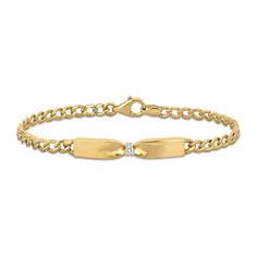 Wrap up your look with the modern yet playful design of this diamond bow tie bar bracelet in 14K gold. Crafted in 14K gold A diamond-lined collar ties a polished bar into a bow-like design. Captivating with 1/20 ct. t.w. of diamonds This 7.25-inch figaro chain bracelet secures with a lobster claw clasp. Diamond Collar, Ties That Bind, Diamond Bows, Bar Bracelet, Peoples Jewellers, Figaro Chains, Figaro Chain, Bar Bracelets, Tie Bar