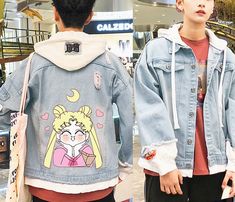 Kawaii Usagi Jeans Coat PN1816 ●Size: S: length 60cm bust 112cm ,shoulder 62cm,sleeve 43cm M: length 62cm bust 116cm ,shoulder 64cm,sleeve 45cmL: length 65cm bust 120cm ,shoulder 66.5cm,sleeve 46.5cm XL: length 68cm bust 124cm ,shoulder 67cm,sleeve 48cm 2XL: length 70cm bust 128cm ,shoulder 68.5cm,sleeve 49.5cm 3XL: length 72cm bust 132cm ,shoulder 70cm,sleeve 51cm (Please allow 1-3cm differs due to manual measurement.As different computers display colors differently,the color of the actual may vary slightly from the above images.Thanks for your understanding.) ●About Shipping: We attach great importance to the orders of each customer and parcel delivery. 1.Processing time: 2-3 business days. 2.Shipping time: 10-15 business days to US, please allow 3-4 weeks shipping to other country.(Ship White Anime Print Outerwear For Winter, Casual Outerwear With Cartoon Print, Anime Print Long Sleeve Outerwear For Fall, Anime Print Long Sleeve Fall Outerwear, Fall Anime Print Long Sleeve Outerwear, Fall Long Sleeve Outerwear With Anime Print, Casual Cartoon Print Outerwear For Spring, Casual Outerwear With Cartoon Print For Spring, Harajuku Style Long Sleeve Spring Outerwear