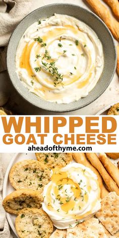 an image of whipped goat cheese dip with crackers