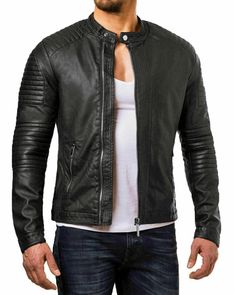 Jacket Leather Biker Slim Fit Black Men Mens S Vintage Coat Winter Motorcycle 71 Mens Leather Jacket Motorcycle, Lambskin Jacket, Best Leather, Lambskin Leather Jacket, Men's Leather Jacket, Real Leather Jacket, Classic Coats, Motorcycle Style, Jacket Fashion