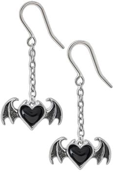 Emo Dangle Metal Jewelry, Emo Style Pierced Metal Earrings, Emo Metal Earrings For Gift, Emo Style Metal Dangle Jewelry, Emo Style Metal Earrings For Gift, Black Emo Jewelry With Adjustable Chain, Gothic Heart-shaped Jewelry With Adjustable Chain, Gothic Heart Jewelry With Adjustable Chain, Gothic Heart-shaped Pierced Jewelry