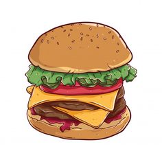 a hamburger with cheese and lettuce on it