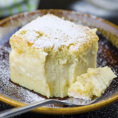 a piece of cake on a plate with a fork