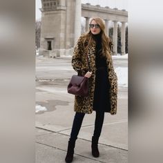 Erdem X H&M Faux Fur Leopard Print Long Coat Size 4 *Nwot Fall Outerwear With Faux Fur Lining, Faux Fur Lined Outerwear For Fall Workwear, Fall Workwear Outerwear With Faux Fur Lining, Long Coat With Faux Fur Trim For Work, Chic Fur Coat With Faux Fur Lining For Work, Chic Outerwear With Faux Fur Lining For Work, Long Fur Coat For Workwear, Chic Winter Fur Coat For Work, Leopard Coat