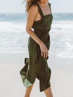 "ELLIDY is a simple strap linen dress with belt. DETAILS - Sleeveless design - Spaghetti straps - Self-tie belt - 100% lightweight European linen fabric - Cut and sewn to order just for you in our studio COLOR - Forest Green, you can also choose other colors above - Fabric samples are available here https://www.etsy.com/listing/586569696/linen-fabric-samples SIZING & FIT - Fits true to size - Bust is approximately 33 inches / 84 cm - Hips is approximately 40 inches / 102 cm - Length is appro Summer Linen Sundress With Square Neck, Summer Linen Dress With Square Neck, Summer Square Neck Linen Dress For Day Out, Chic Beach Belted Dress With Tie Waist, Chic Belted Beach Dress, Chic Belted Dress With Tie Waist For The Beach, Chic Belted Dress For The Beach, Chic Beach Dress With Belt, Summer Dresses With Belt For Day Out