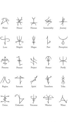 the symbols for different types of zodiacs and their meanings are shown in black ink