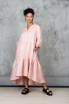 The Ash rose Linen Oversize Dress is our favorite weekender. this Plus size maxi dress featuring an oversized relaxed fit, two side pockets and 7/8 sleeves. The womens long sleeve linen shirt dress is made of high quality pure linen, that is versatile for any occasion! This Oversized linen shirt dress women is designed to be comfortable and not troublesome to wear. After wearing this linen midi dress with long sleeves, you will love it even more. This linen oversized shirt dress is designed to f Pink Linen Bohemian Dresses, Bohemian Pink Linen Dresses, Pink Bohemian Linen Dress, Oversized Pink Casual Maxi Dress, Oversized Pink Maxi Dresses, Oversized Spring Linen Maxi Dress, Oversized Maxi Linen Spring Dress, Oversized Bohemian Linen Maxi Dress, Pink Linen Maxi Dress For Vacation