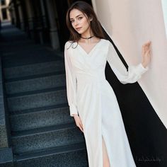 Lasaky - Elegant White Evening Gown with Long Sleeves for Formal Events White Evening Gown, Dresses For Formal Events, Gown With Long Sleeves, White Evening Gowns, Formal Evening Gown, Long Sleeve Evening Gowns, Long Sleeve Dress Formal, Elegant Attire, Lace Bridal Gown