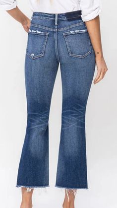 Elevate your denim game with the Flying Monkey High Rise Crop Flare F5245! Made with stretch denim for ultimate comfort, these jeans feature a trendy high rise waist and a cropped length with step hem detail. The perfect mix of style and comfort, these flare jeans will be your new go-to. F5245 Luxury Flared Cropped Jeans, Luxury Mid-rise Medium Wash Flare Jeans, Luxury Medium Wash Mid-rise Flare Jeans, Luxury Washed Mid-rise Flare Jeans, Luxury Distressed Mid-rise Flare Jeans, Vintage Dragonfly, Flying Monkey, Cropped Flares, Outerwear Sweater