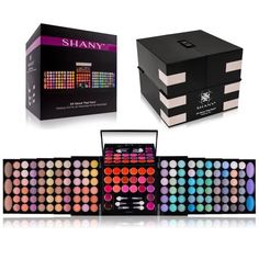 Its all about that face, so why not amp it up? The SHANY All About That Face Makeup Kit may look like a simple cube, but it slides open to reveal something more. This kit houses 126 amazing eye shadows in brights, pastels, and neutral shades.  Each shade has a matte finish. Open the middle compartment and youll find a large embedded mirror and 22 true-to-color lip colors with semi-gloss finishes. It even includes makeup applicators. All the makeup in this kit is buildable and incredibly soft. SH All In One Makeup, Beginner Makeup Kit, Professional Makeup Kit, Makeup Eyeshadow Palette, Face Kit, Makijaż Smokey Eye, Makeup For Teens, Mini Makeup, Eye Shadows